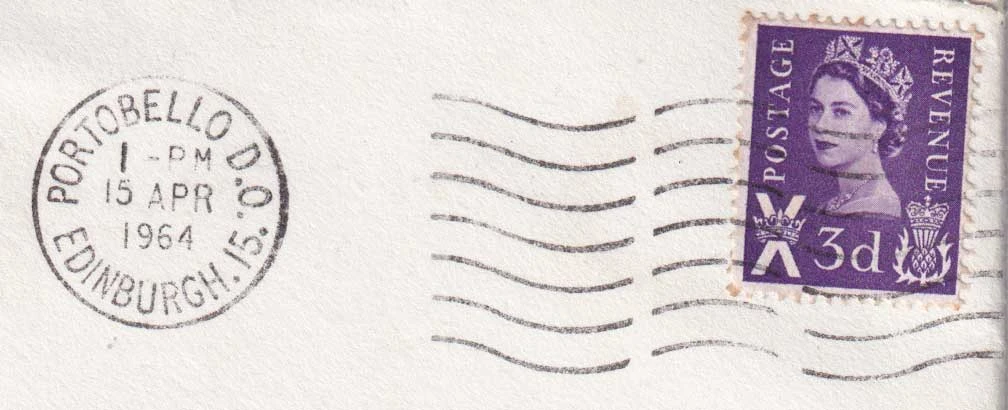 Postmark of Portobello DO Edinburgh Single Circle Wavy Line Cancel 1964
